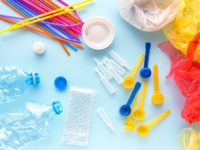 Colorful plastic rubbish and garbage pile, conceptual image for environmental pollution and consumerism