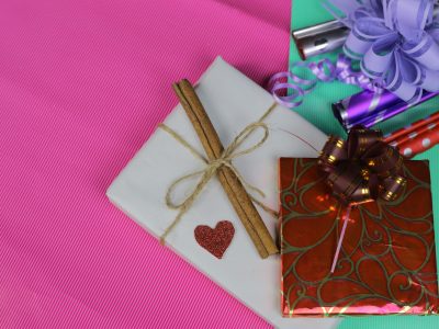 A closeup shot of Christmas gifts on an isolated background - Christmas concept